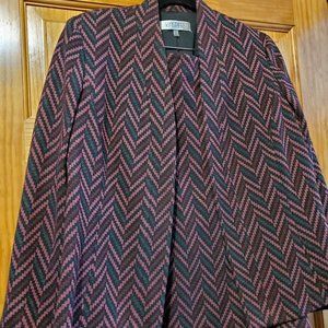 Kasper Chevron Knit Suit Open Front Jacket and Skirt  Size 12